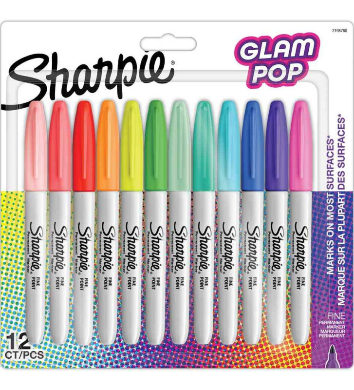 Marqueur permanent FINE Glam Pop, blister de 12