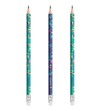 Pack 6 Crayons Papier PIXEL PARTY HB Bout Gomme