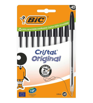 Stylo à bille Cristal Original, boîte carton de 10, noir