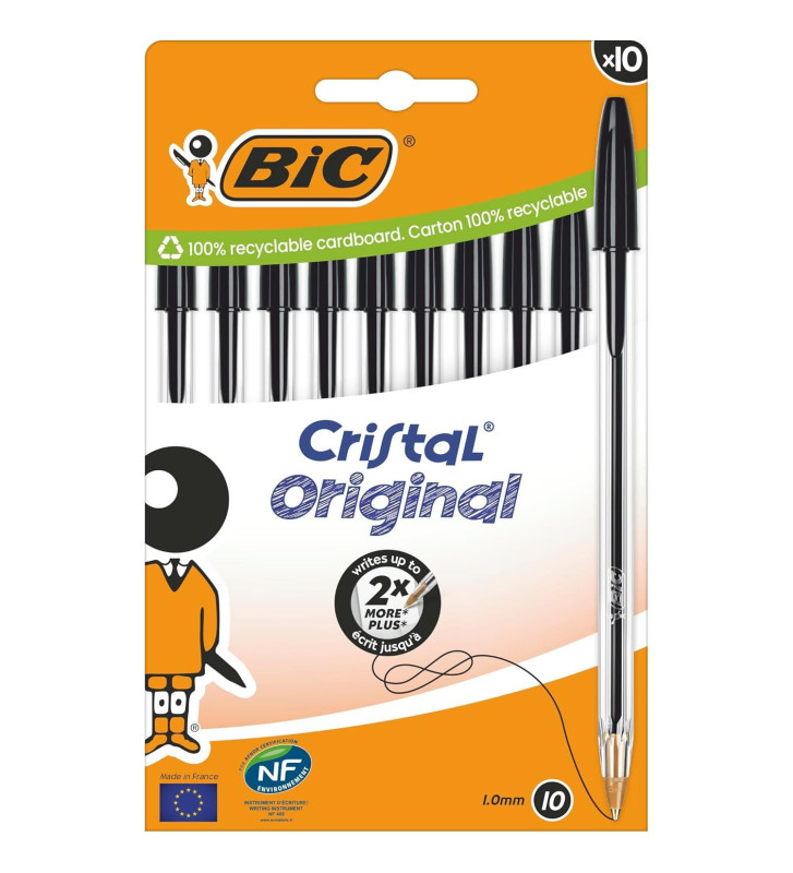 Stylo à bille Cristal Original, boîte carton de 10, noir