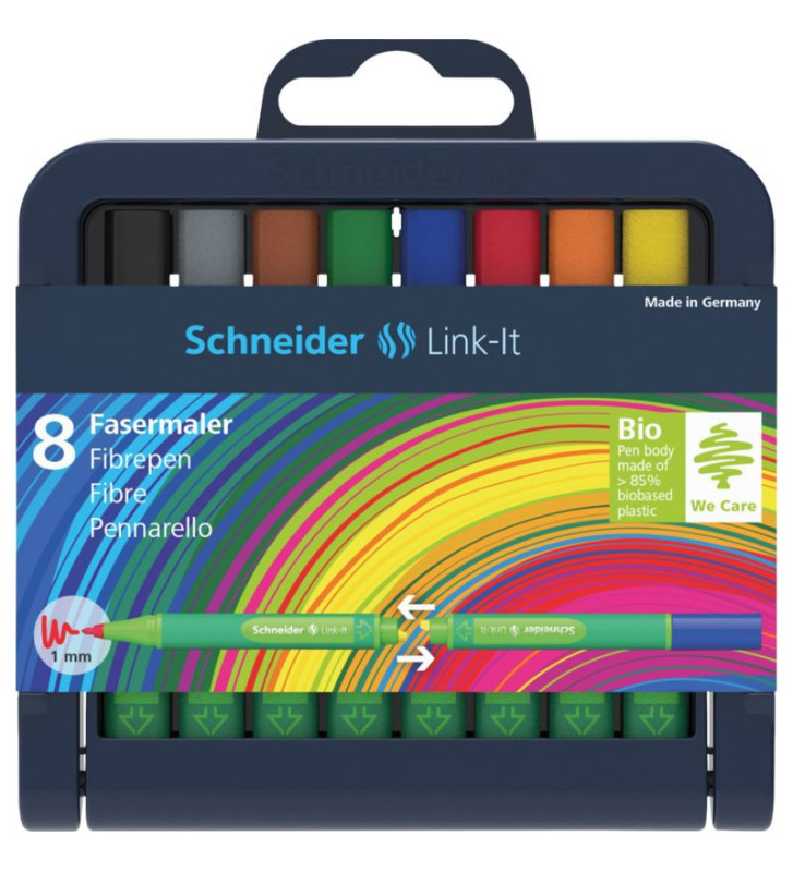 Stylo Fibre Link-It 1,0 assorti Étui chevalet box 8