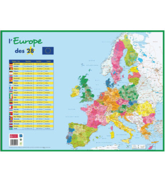 Sous-main carton rigide Carte Europe Politique 40,5 X 55 cm