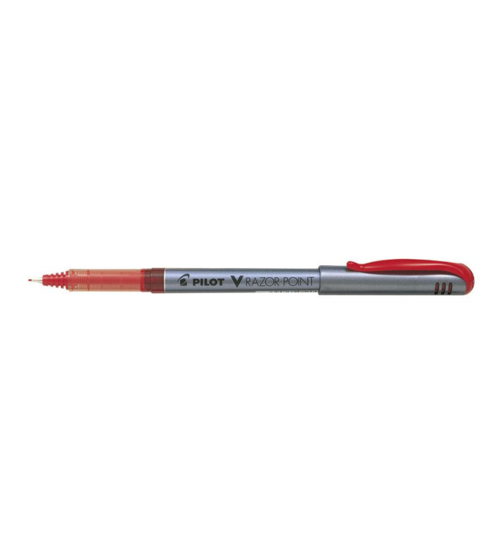 Stylo feutre V-RAZOR POINT pointe ultra-fine baguée métal Rouge