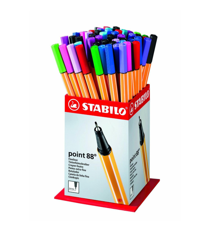 Lot de 5 Godets de 60 Stylo-Feutre POINT 88 Pointe Fine 0,4 mm couleurs assorties