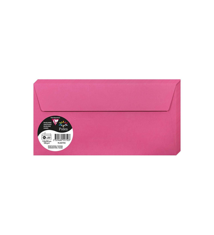 Pack de 20 Enveloppes 120g 110x220 rose fuchsia