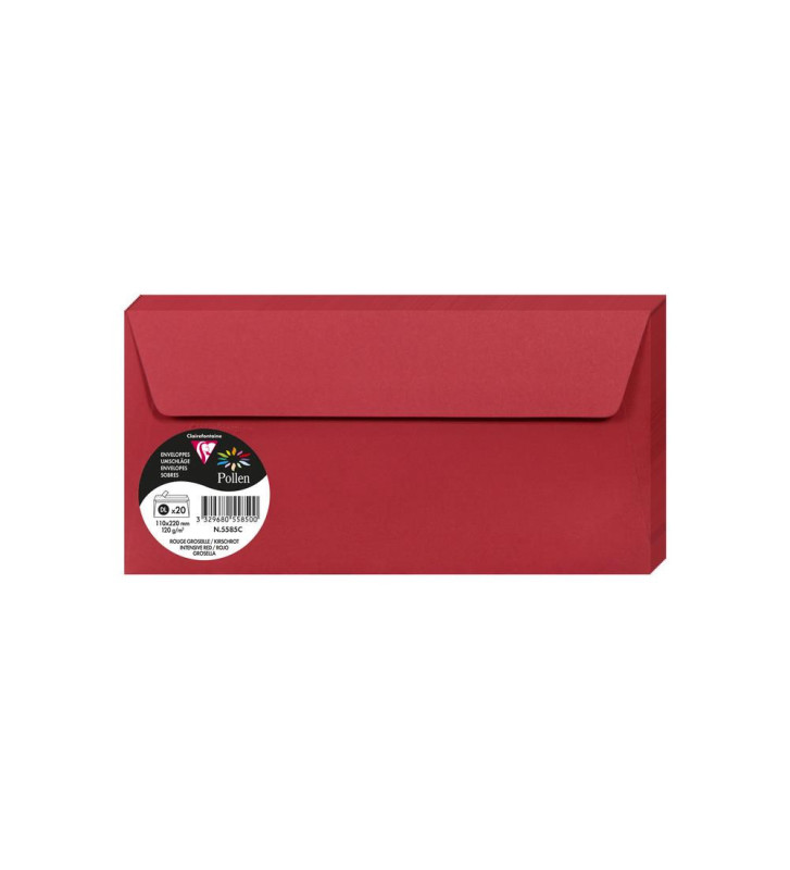 Lot de 20 Enveloppes 120g 110x220 rouge groseille