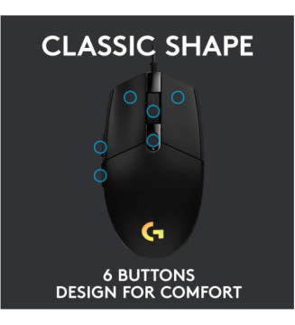 G203 LIGHTSYNC USB Souris Gaming avec Éclairage RVB Personnalisable