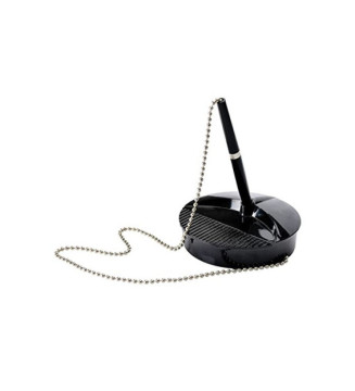 Stylo sur Socle Chaînette Chromée 52cm Noir