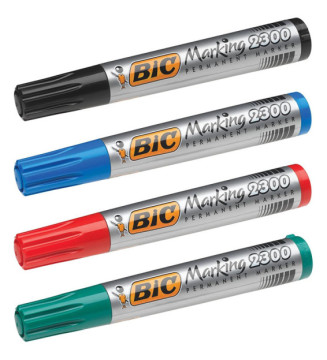 Etui de 4 Marqueurs Permanent MARKING 2300 pointe Biseau Large N/B/R/V