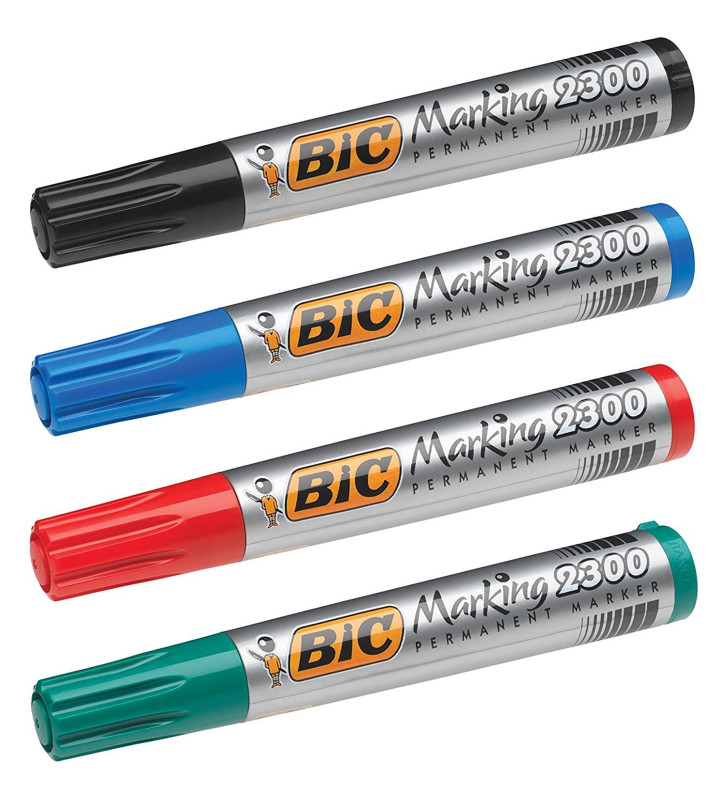 Etui de 4 Marqueurs Permanent MARKING 2300 pointe Biseau Large N/B/R/V