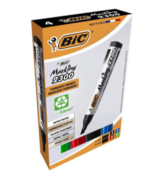 Etui de 4 Marqueurs Permanent MARKING 2300 pointe Biseau Large N/B/R/V