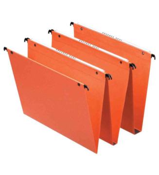 Lot de 25 dossiers suspendus en kraft Orange pour tiroirs Dual fond V