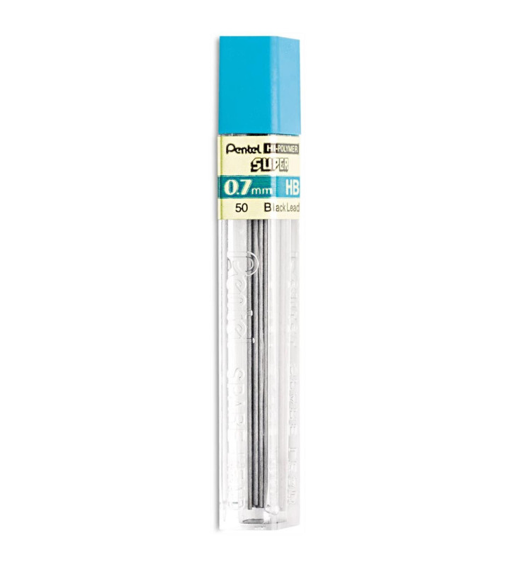 Etui de 12 mines HI-POLYMER SUPER 0,7 mm HB noir