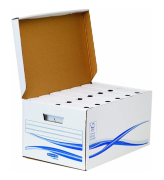 Kit Archivage Maxi plus BANKERS BOX 1 Conteneur+6 Boites D 8cm Blanc Bleu