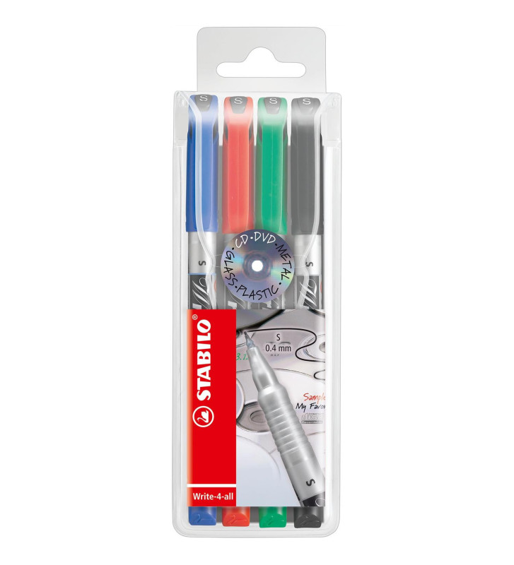 Etui de 4 marqueurs permanent Write-4-all S Superfin 0,4mm Assortis