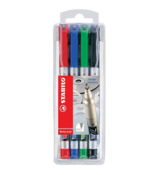 Pochette de 4 Stylos Feutre Write-4-all - Pointe fine - Assortis