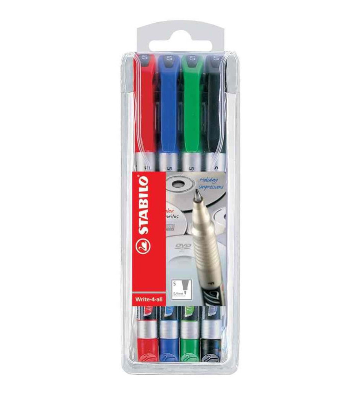 Pochette de 4 Stylos Feutre Write-4-all - Pointe fine - Assortis