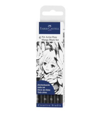Etui de 4 feutres encre de Chine PITT artist pen Manga