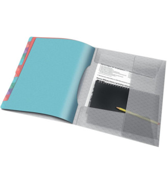 Trieur Colour'Ice A4 PP 12 compartiments 3 rabats Transparent