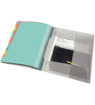 Trieur Colour'Ice A4 PP 12 compartiments 3 rabats Transparent