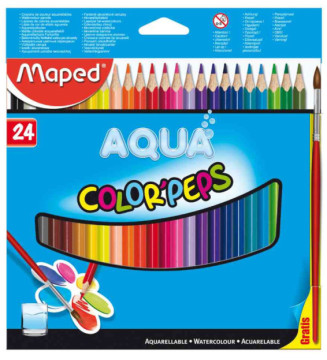 crayon aquarellable COLOR'PEPS AQUA, palette de 24 triangulaire