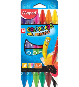 Eui de 12 Craies Pastel à l'huile COLOR'PEPS Diam 5,9 mm couleurs vives