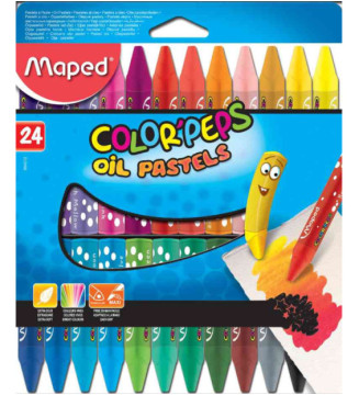 Etui de 24 Craies pastel à l'huile COLOR'PEPS 75 mm Diam 5,9 mm Assortis