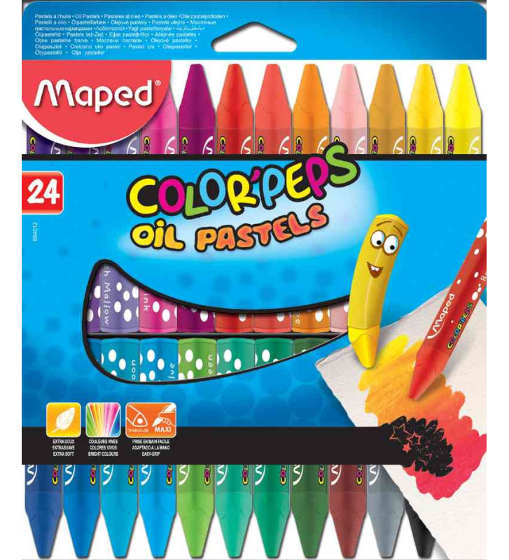 Etui de 24 Craies pastel à l'huile COLOR'PEPS 75 mm Diam 5,9 mm Assortis