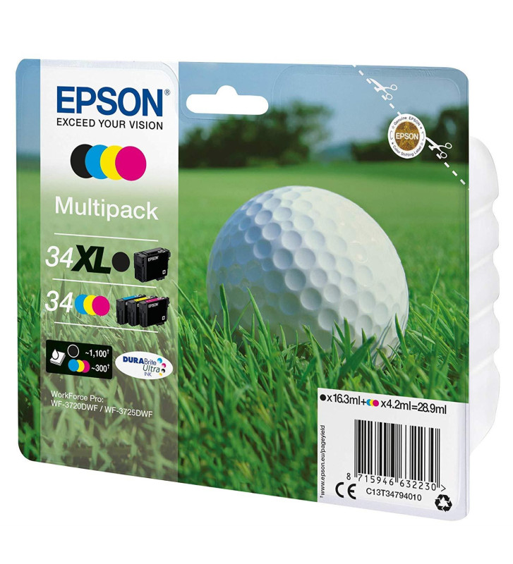 Multipack 4 Cartouche Jet d'encre 34XL Noir+Cyan+Magenta+Jaune