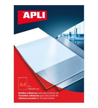 Sachet de 6 pochettes adhésives  220 x 305 mm