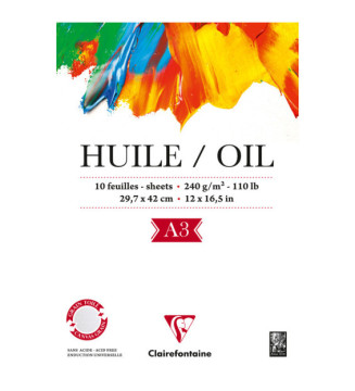 Bloc Huile 240g 10 feuilles encollé 1 côté A3