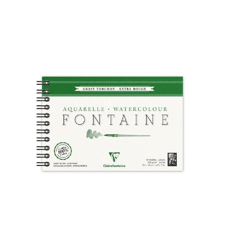 Album Aquarelle Spiralé Fontaine torchon 12F 300g 12x18 cm Blanc
