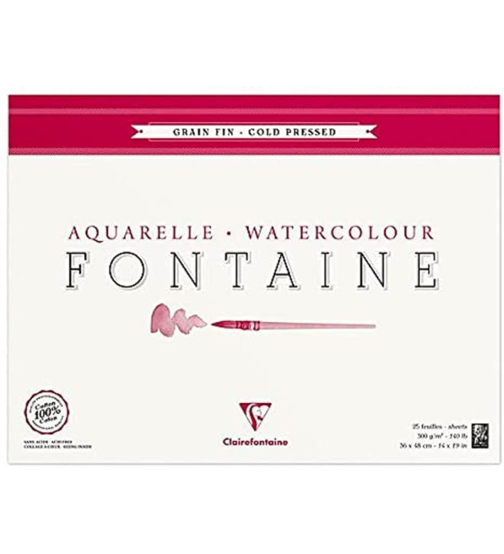 Bloc Fontaine 25 feuilles grain fin 36x48 300g encollé 4 côtés