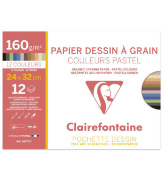 Pochette 12 Feuilles Etival Color 24x32 160g assorties pastel