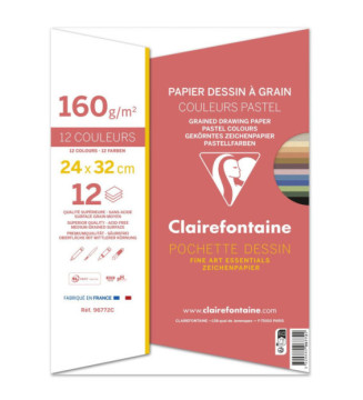 Pochette 12 Feuilles Etival Color 24x32 160g assorties pastel