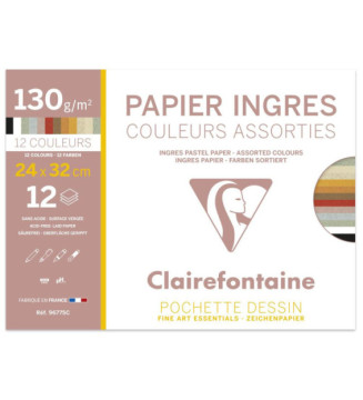 Pochette dessin Ingres 24x32 12F 130g couleurs assorties
