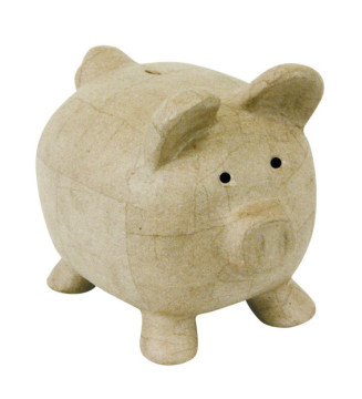 Tirelire cochon 25,5cm en Papier Maché à Décorer