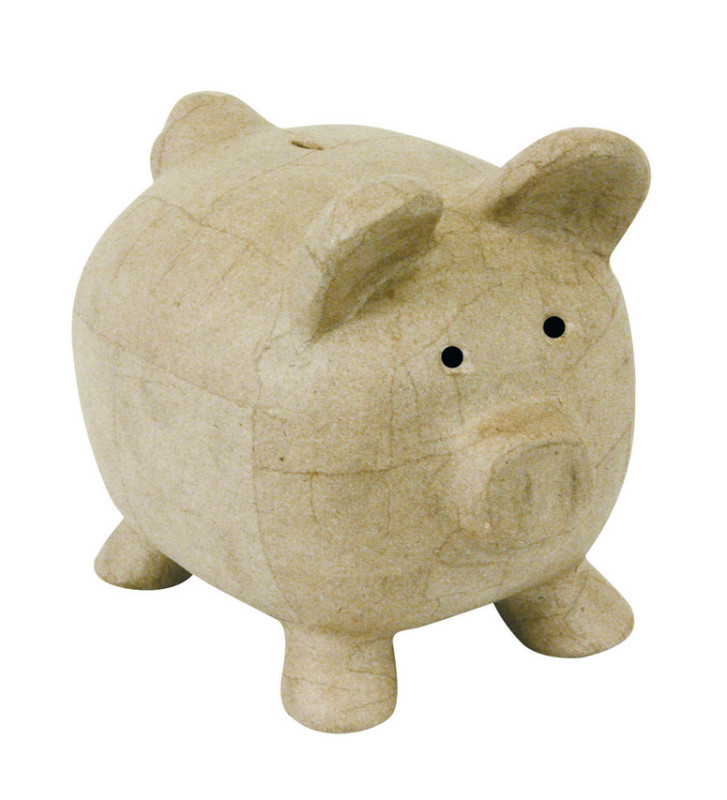Tirelire cochon 25,5cm en Papier Maché à Décorer