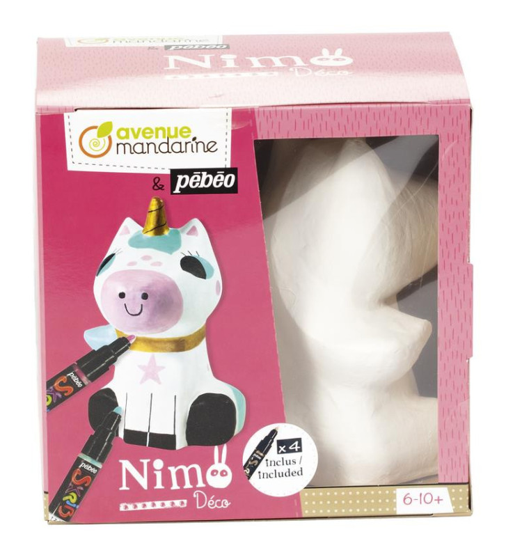 Nimo Deco Michele la Licorne - Animal en Papier Mâché à Colorier