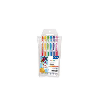 Etui de 6 Roller Encre Gel Grip Pop'Lol Shinny Pte Moyenne Assortis