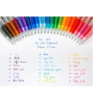 Etui de 6 Roller Encre Gel Grip Pop'Lol Shinny Pte Moyenne Assortis