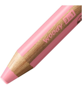 Crayon multi-talents woody 3en1, rond, rose pastel