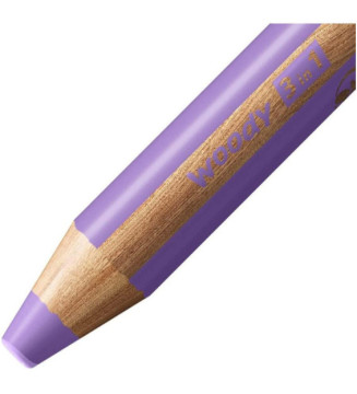 Crayon multi-talents woody 3en1, rond, mauve pastel