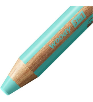 Crayon multi-talents woody 3en1, rond, bleu pastel