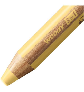 Crayon multi-talents woody 3en1, rond, jaune pastel