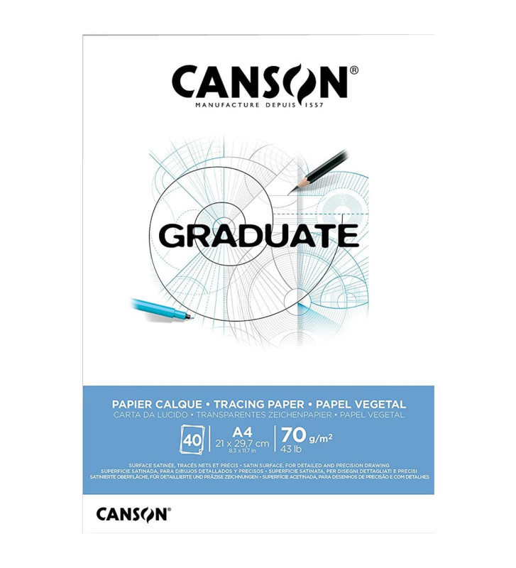 Bloc 40 Feuilles Calque GRADUATE A4 72g Satiné