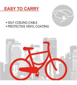 Câble Antivol de Vélo 1,2m avec Combinaison 4 Chiffres
