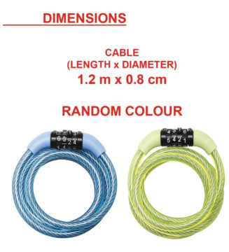 Câble Antivol de Vélo 1,2m avec Combinaison 4 Chiffres