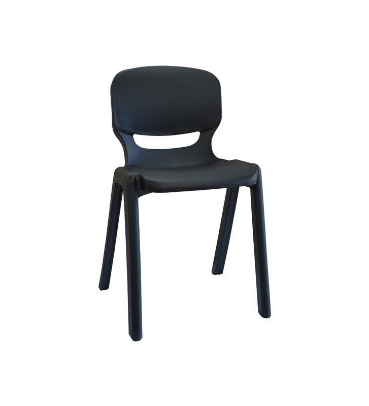 Chaise monobloc 4 pieds Ergos One T6 noire - hauteur assise 46 cm