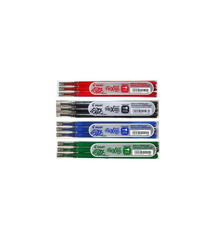 Lot de 4 sets de 3 recharges Frixion Point Noir, Bleu, Rouge et Vert